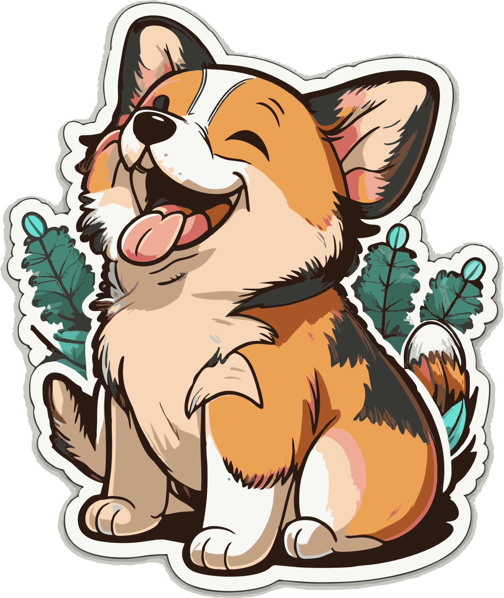 happy dog sticker cartoon style design 22128811 PNG