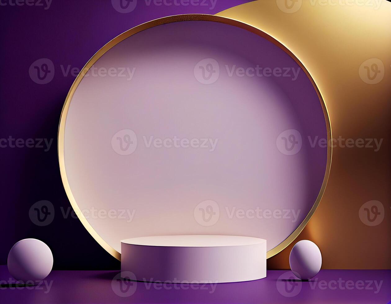 Abstract 3d podium for product presentation with geometric shapes, Empty round podium,Platforms for product presentation with shadows and light background. photo