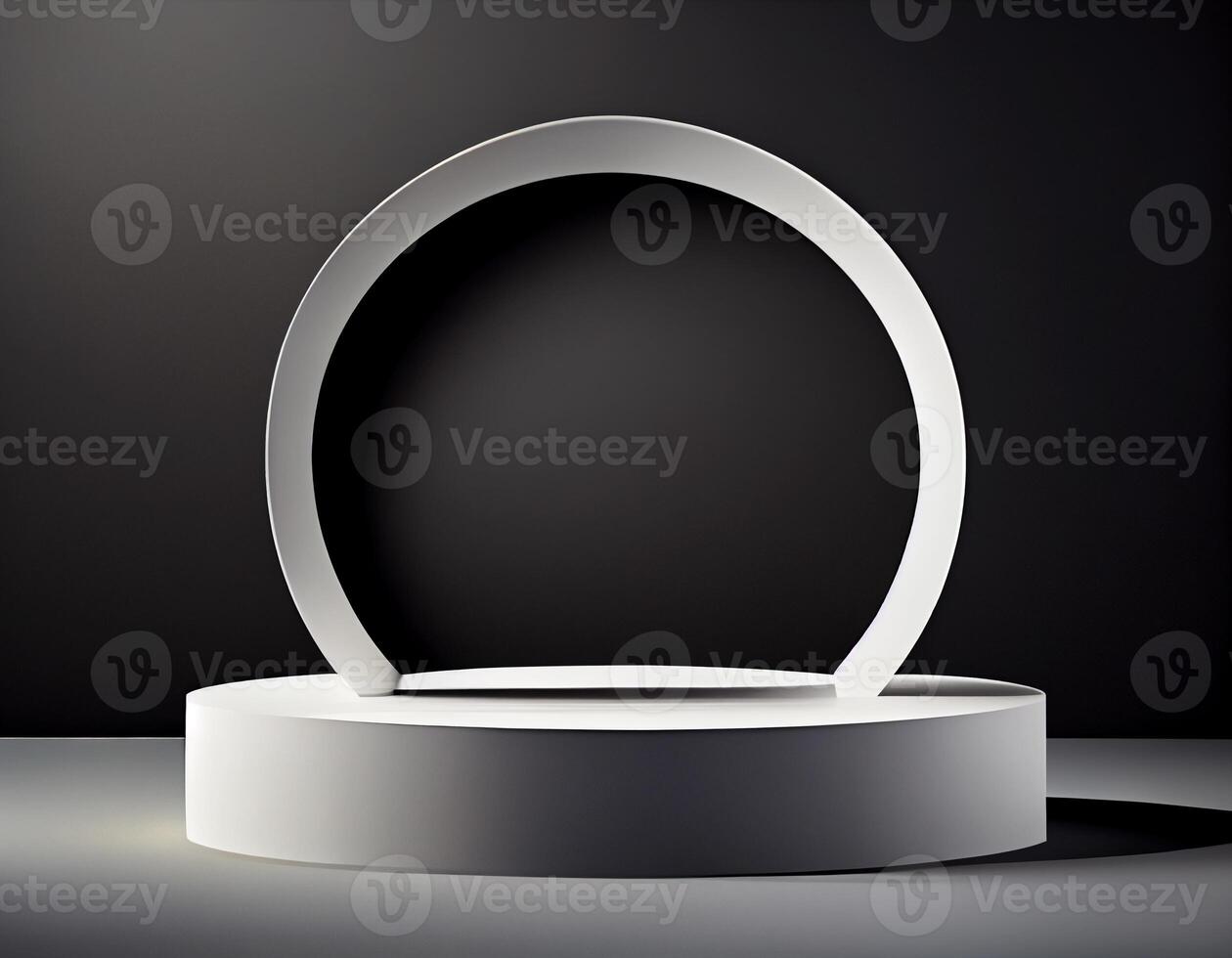 Abstract 3d podium for product presentation with geometric shapes, Empty round podium,Platforms for product presentation with shadows and light background. photo