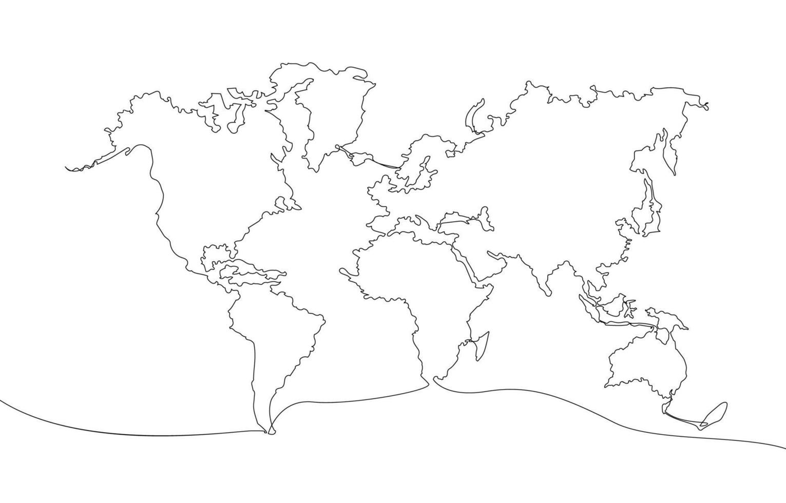 mapa del mundo de arte de un trazo vector