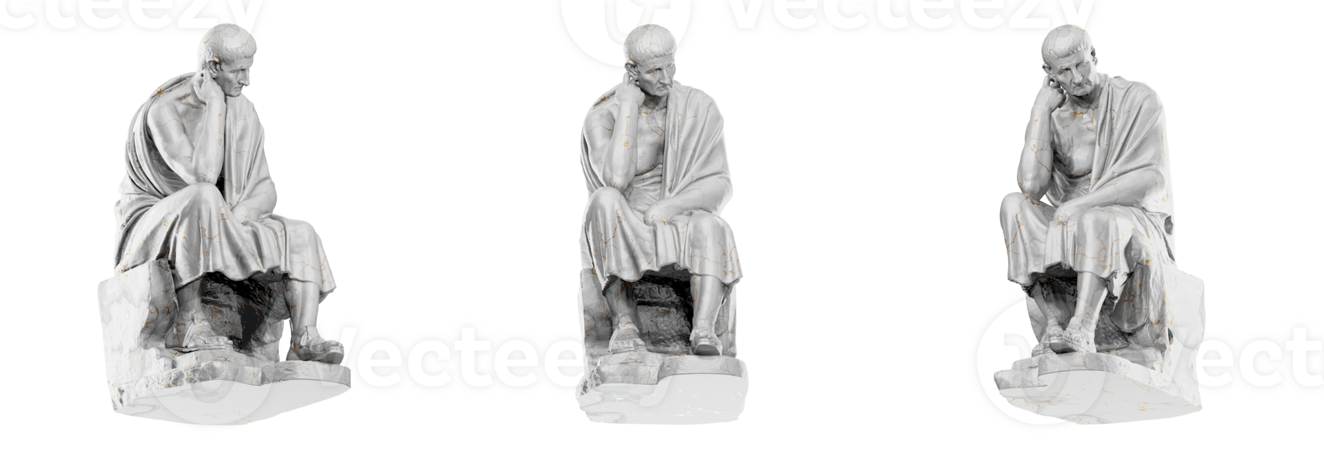 A breathtaking 3D render of the Philosopher Chrysippus statue, capturing the essence of ancient Greek art with stunning realism. png