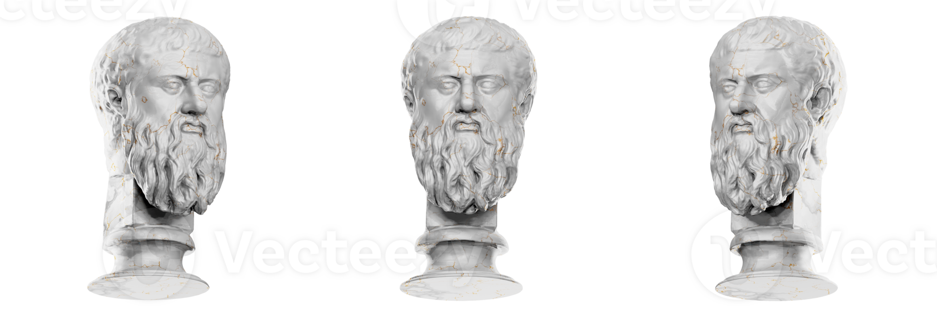 A stunning 3D render of Plato's statue in classic style png