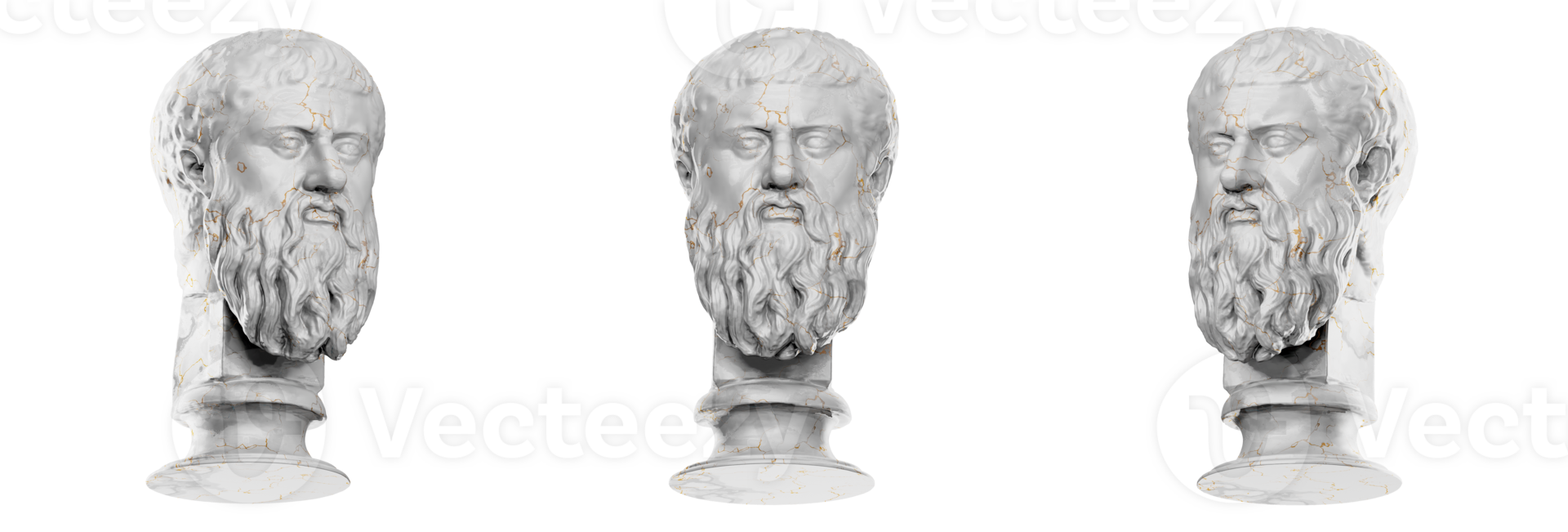 een verbijsterend 3d geven van van plato standbeeld in klassiek stijl png