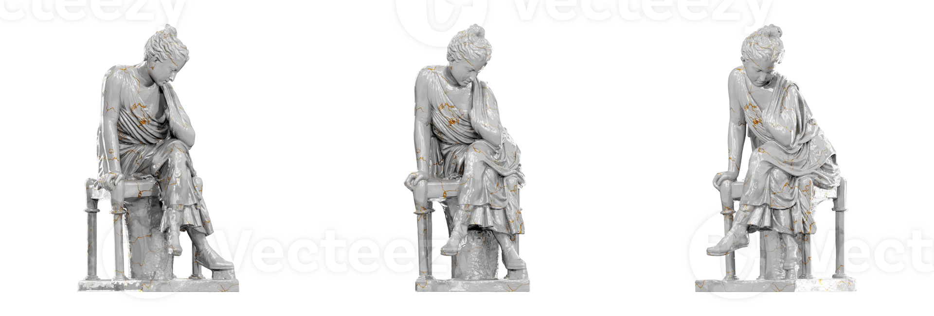 verbijsterend 3d geven van een hadrianus periode beeldhouwwerk beeltenis een gezeten meisje png