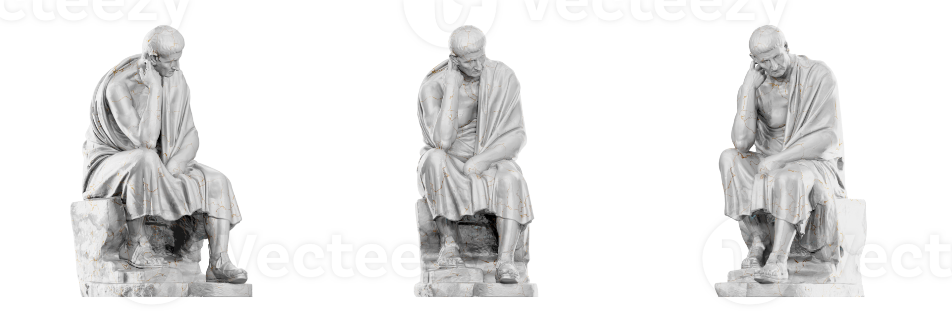 A breathtaking 3D render of the Philosopher Chrysippus statue, capturing the essence of ancient Greek art with stunning realism. png