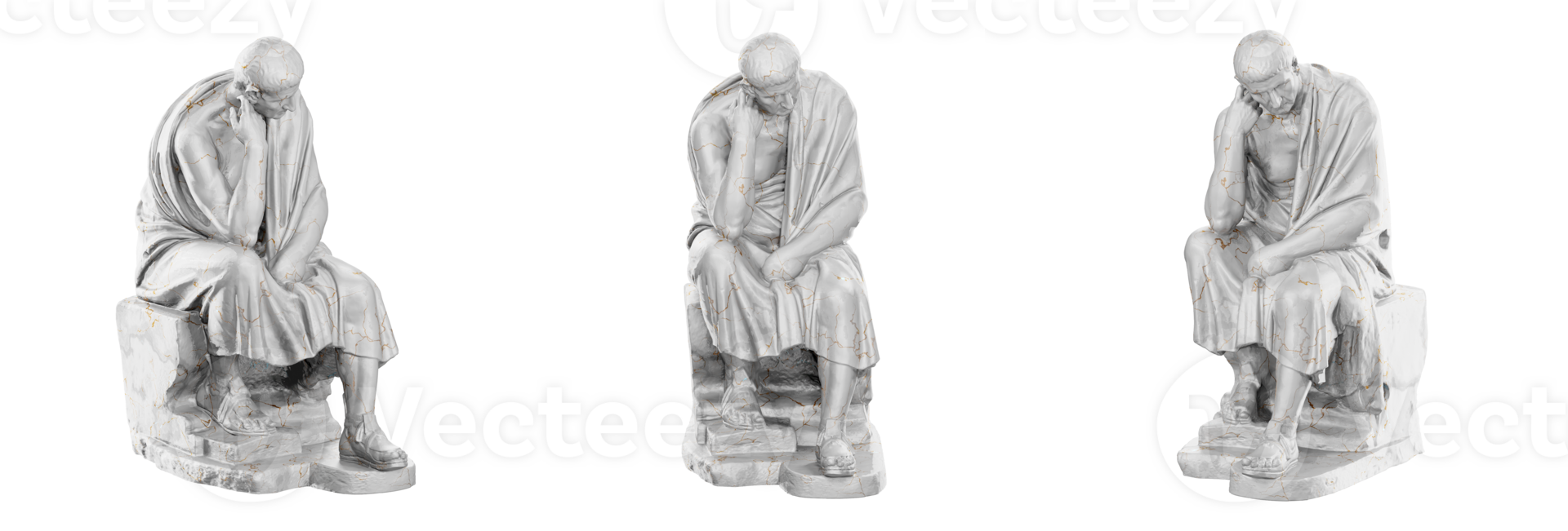 A breathtaking 3D render of the Philosopher Chrysippus statue, capturing the essence of ancient Greek art with stunning realism. png