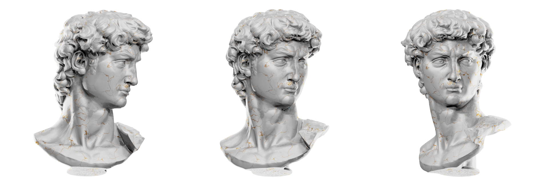 Beautiful 3D render of Michelangelo's David head sculpture 22129042 PNG