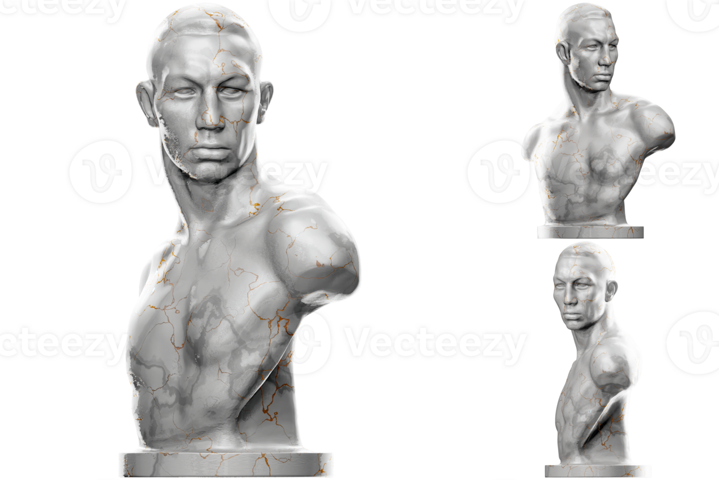 3d machen von ein Boxer Statue mit Stein Textur und Gold Akzente. Ideal zum Sport und Fitness Design Projekte. png