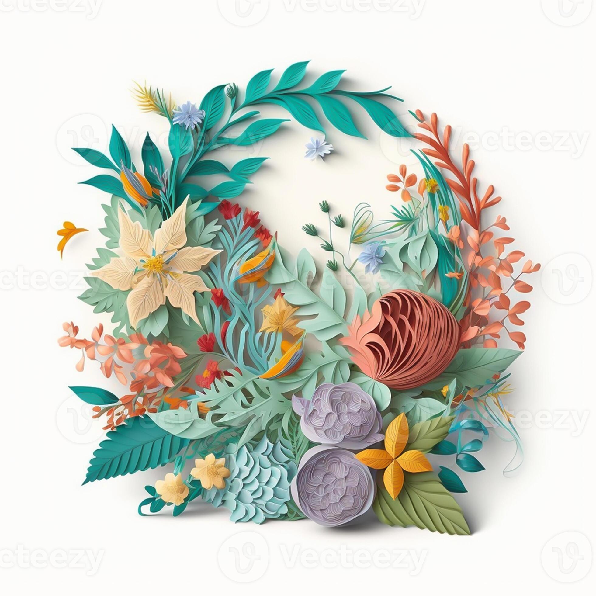 Flower bouquet arrangement in paper quilling style. Beautiful decorative  paperwork ornament. Generative AI illustration. 22129113 Stock Photo at  Vecteezy