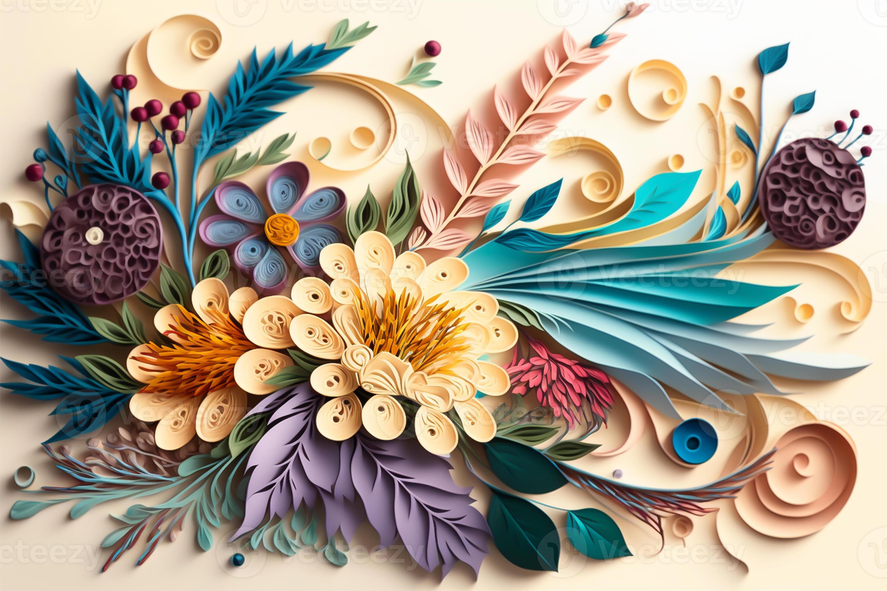 beautiful handmade quilling design / paper flower design