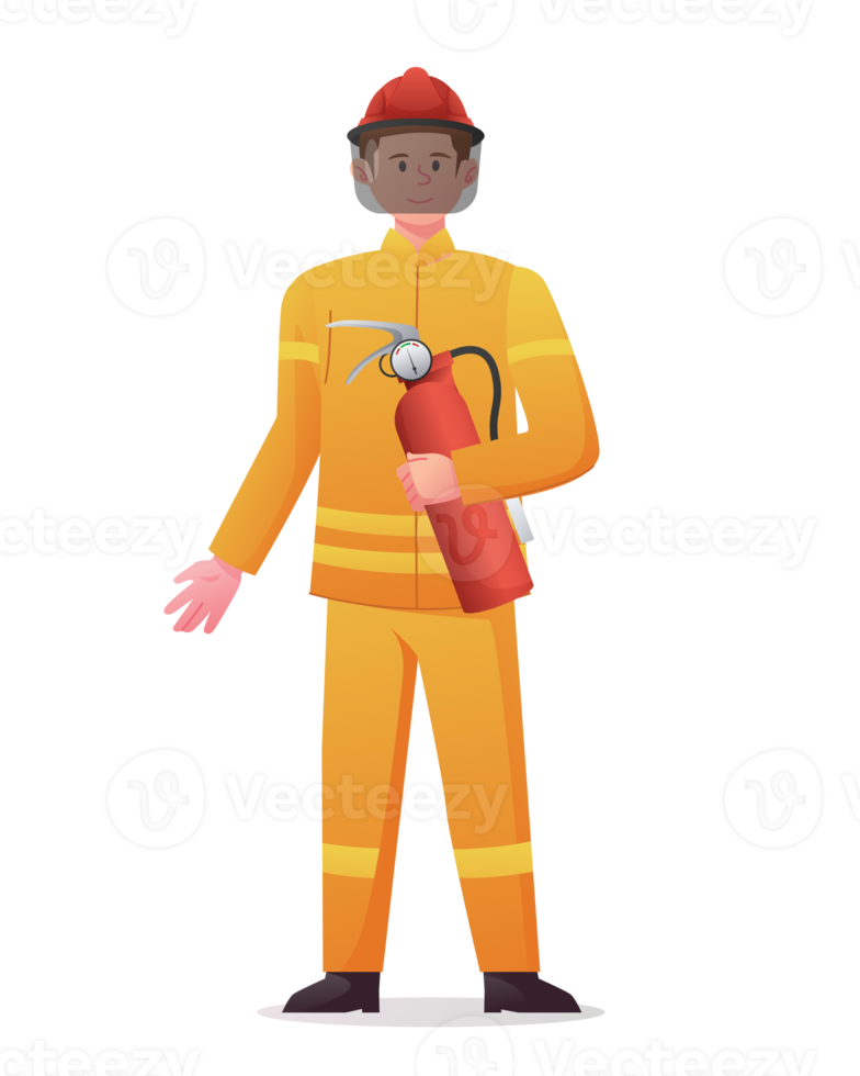 Firefighter character in uniform illustration png