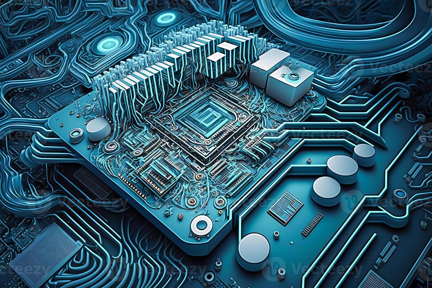 Abstract futuristic cloud computing technology concept background. Complex high technology circuit board. illustration. photo