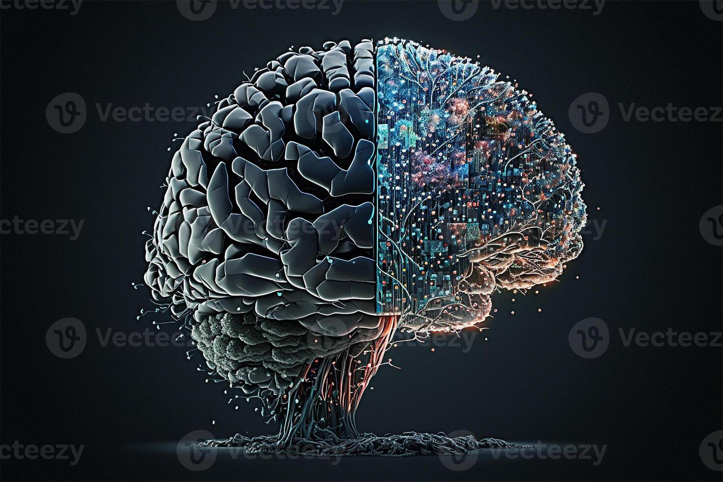 Artificial intelligence human neural network brain. Futuristic digital brain technology concept. illustration. photo