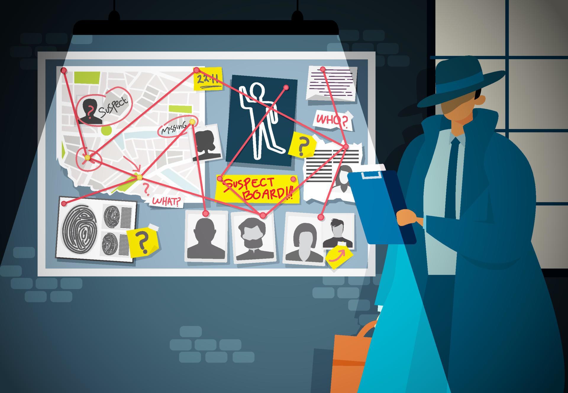 Detective Looking Through Case Board 22129502 Vector Art at Vecteezy Detective Looking Through Case Board 22129502 Vector Art at Vecteezy