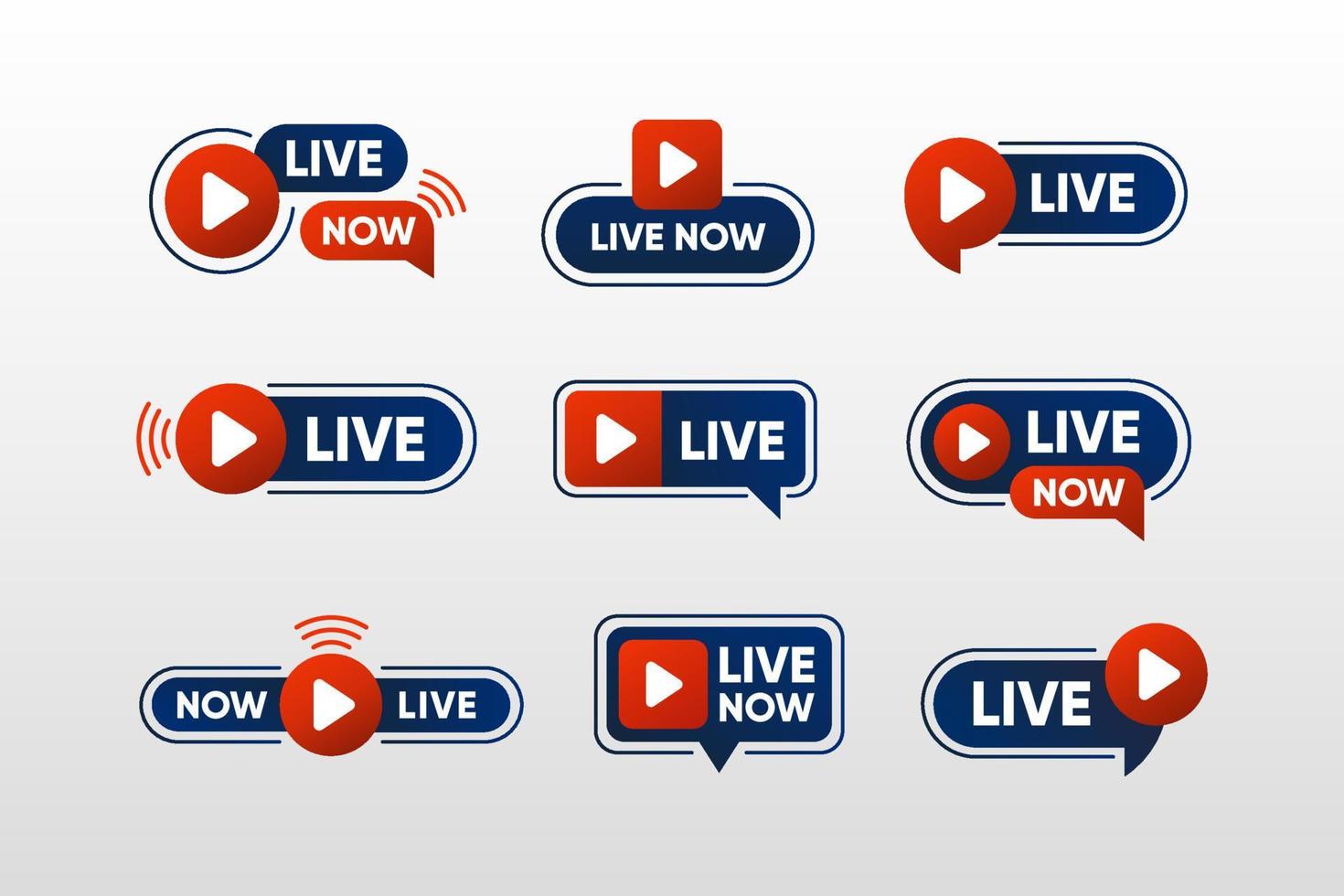 Live Streaming Badge or Label Collection Set vector