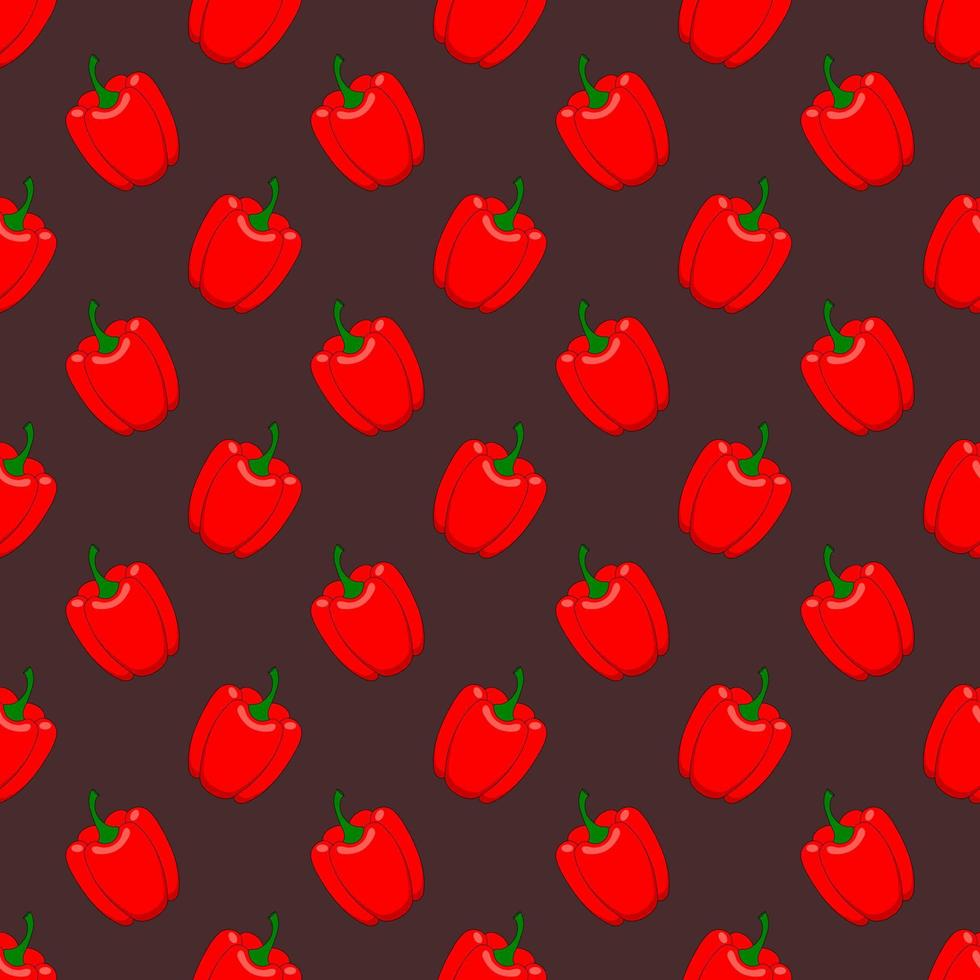 Cute Red Pepper seamless pattern in doodle style. vector