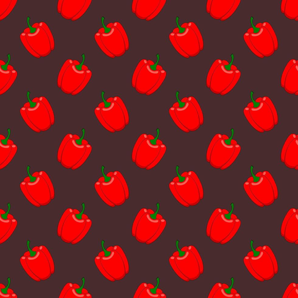 Cute Red Pepper seamless pattern in doodle style. vector