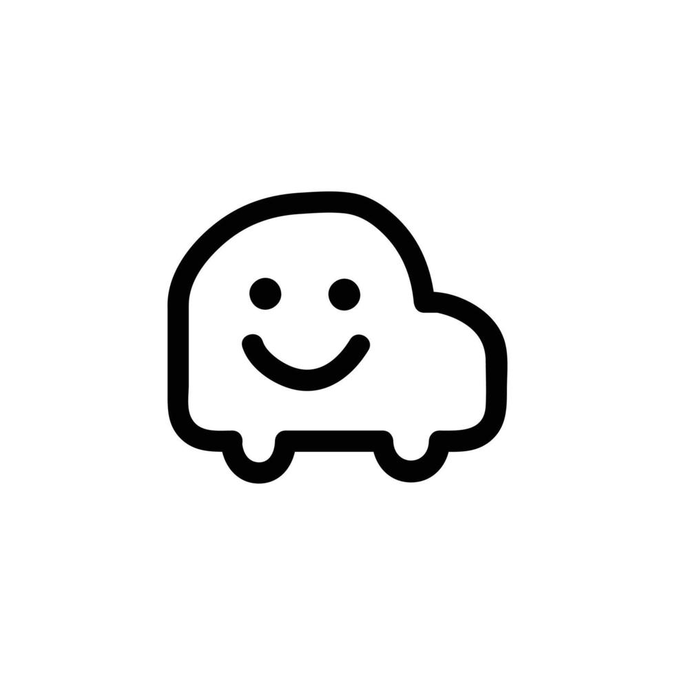Waze Vector icon, Outline style, isolated on white Background.