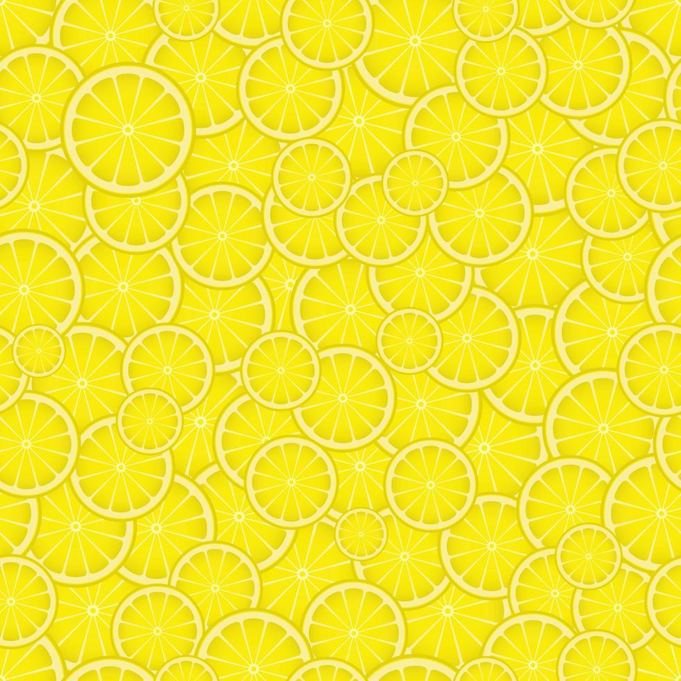 Lemon seamless pattern slices of ripe yellow lemons. vector