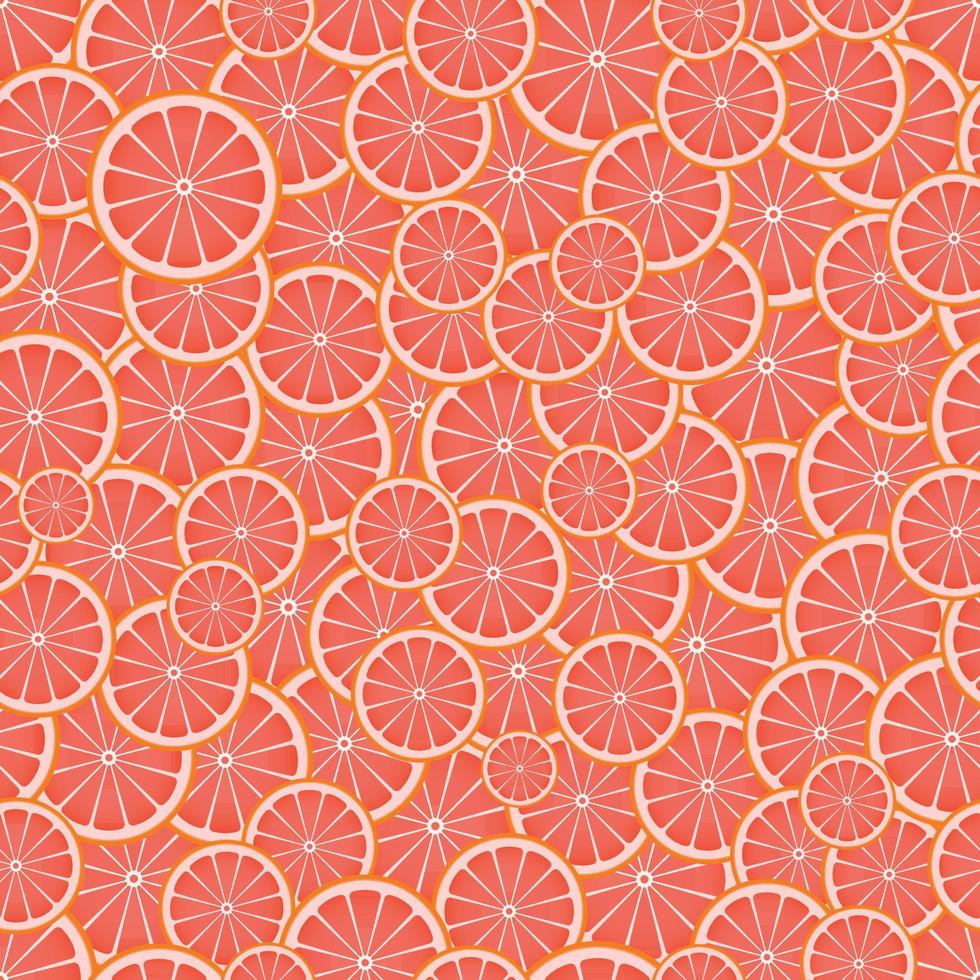 Seamless pattern with pink grapefruit slices. vector