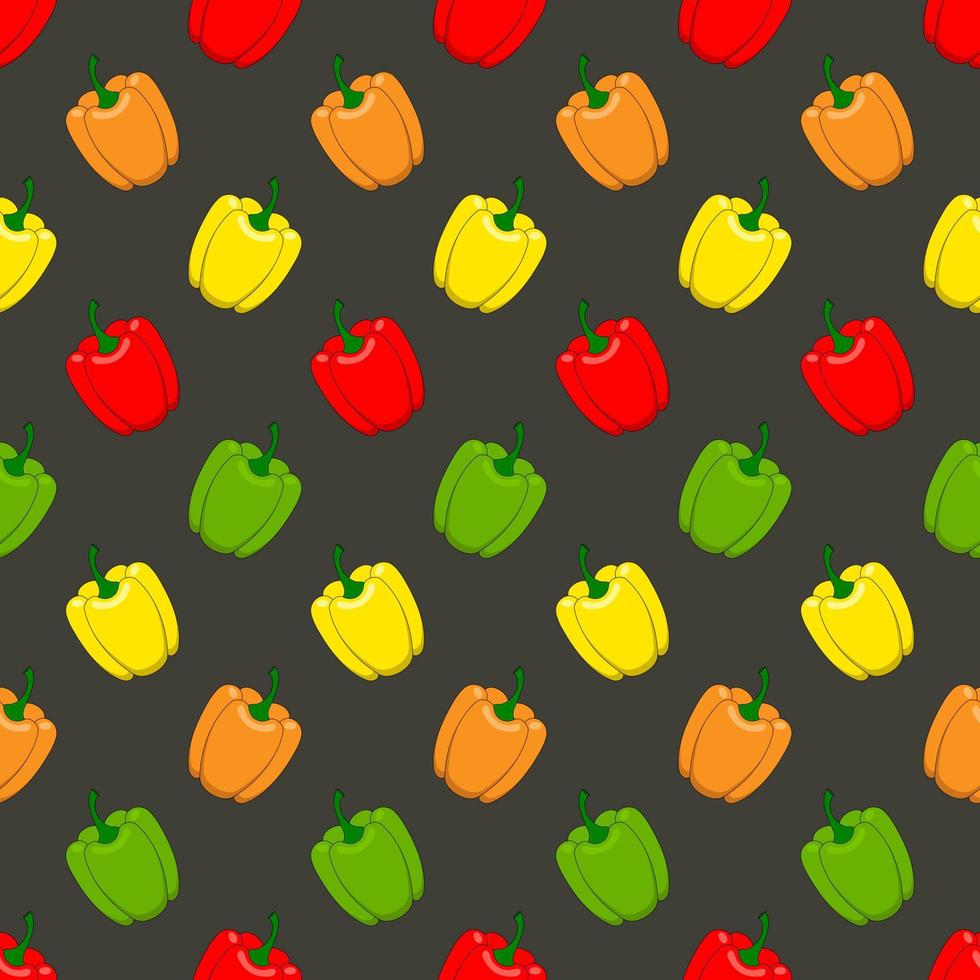 Endless seamless pattern of fresh bell pepper. vector