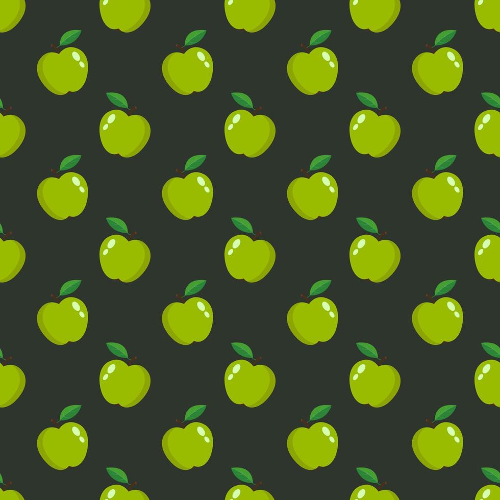 Seamless texture with a pattern of green apples. vector