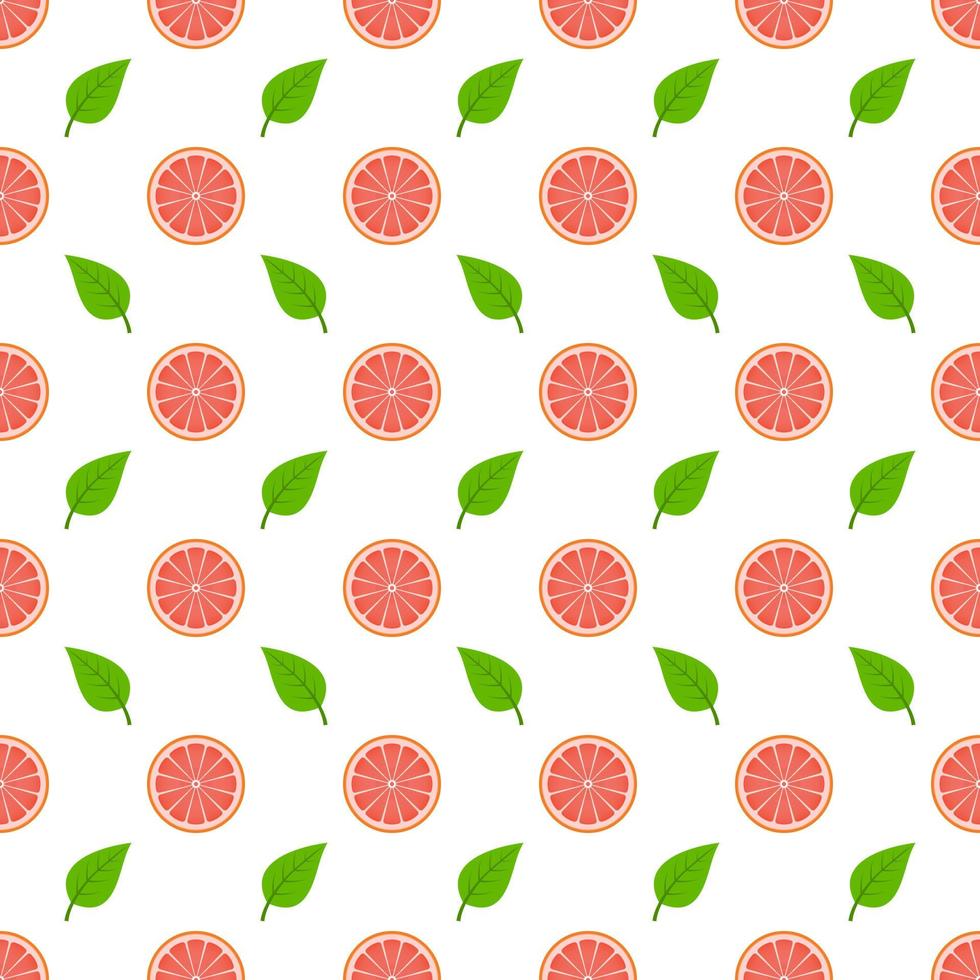 Vector seamless pattern with grapefruits and leaf.