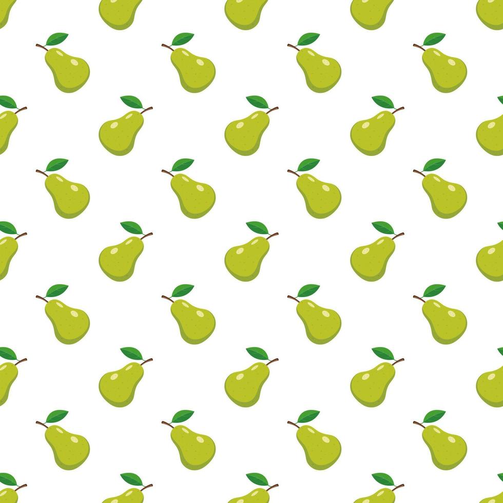 Sweet pear seamless pattern organic healthy fruits background. vector