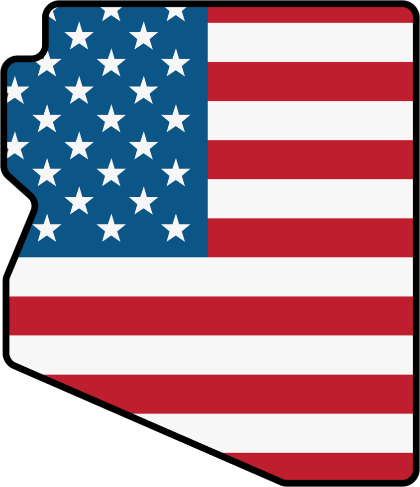 outline drawing of arizona state map on usa flag. png