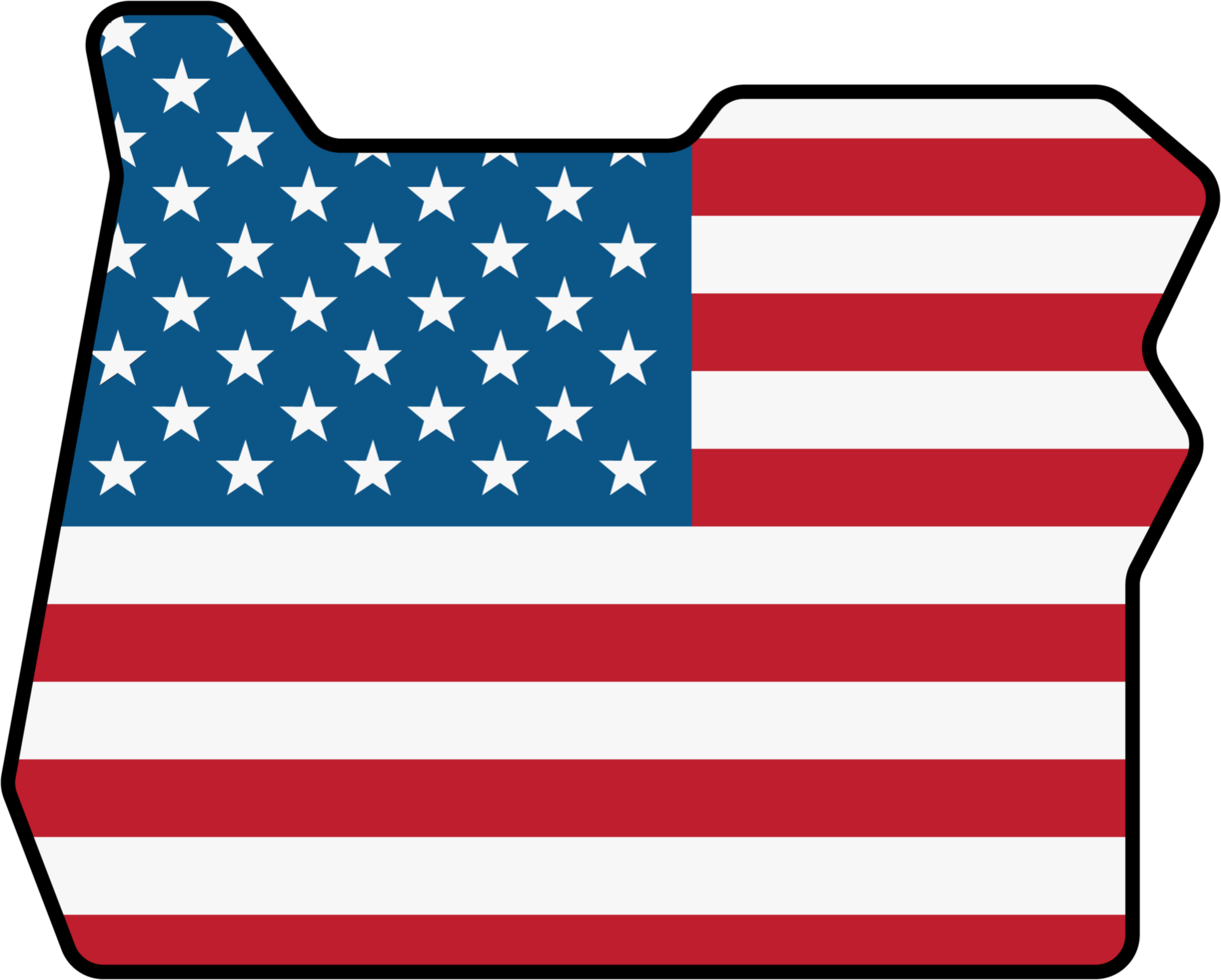 outline drawing of oregon state map on usa flag. png