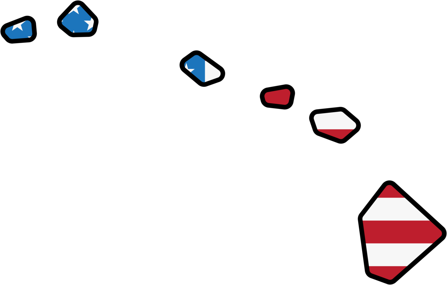 outline drawing of hawaii state map on usa flag. png