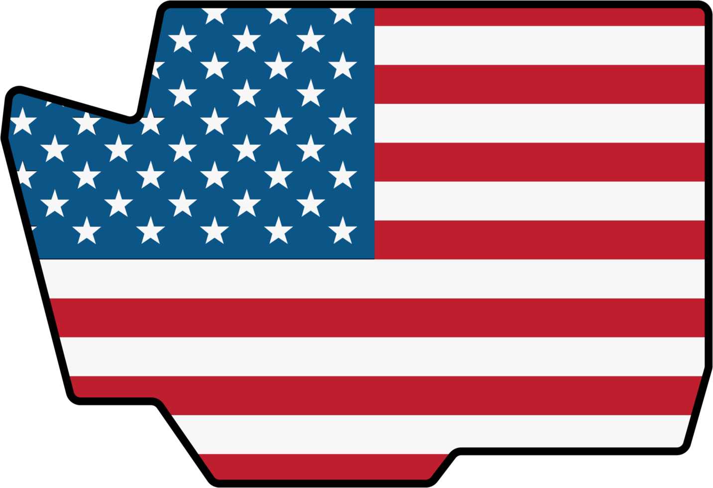 outline drawing of washington state map on usa flag. png