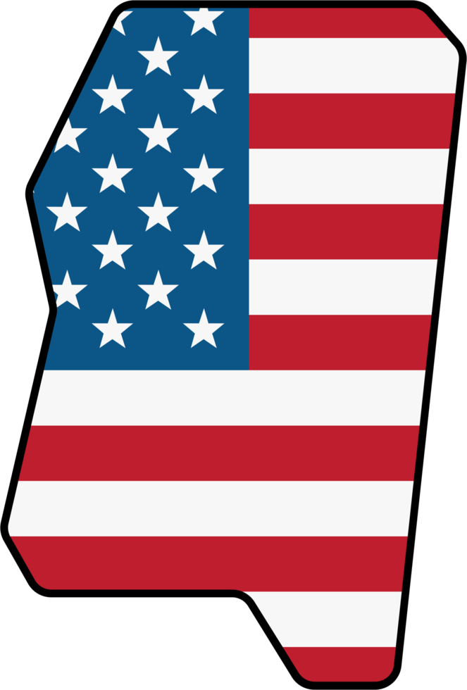 umrisszeichnung der mississippi-staatskarte auf usa-flagge. png