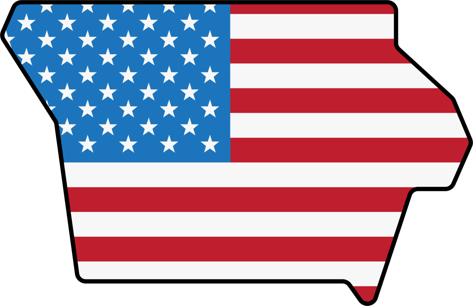 umrisszeichnung der iowa-staatskarte auf usa-flagge. png