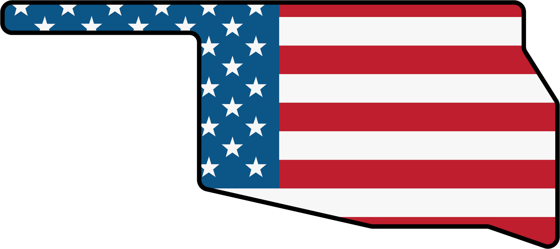 umrisszeichnung der staatskarte von oklahoma auf usa-flagge. png