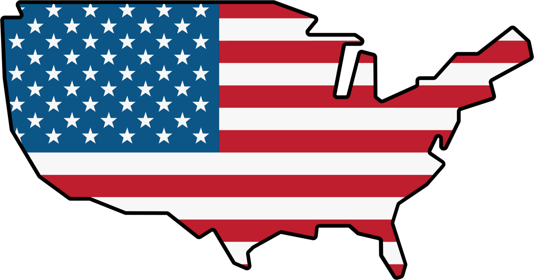 dessin de contour de la carte des états-unis sur le drapeau des états-unis. png