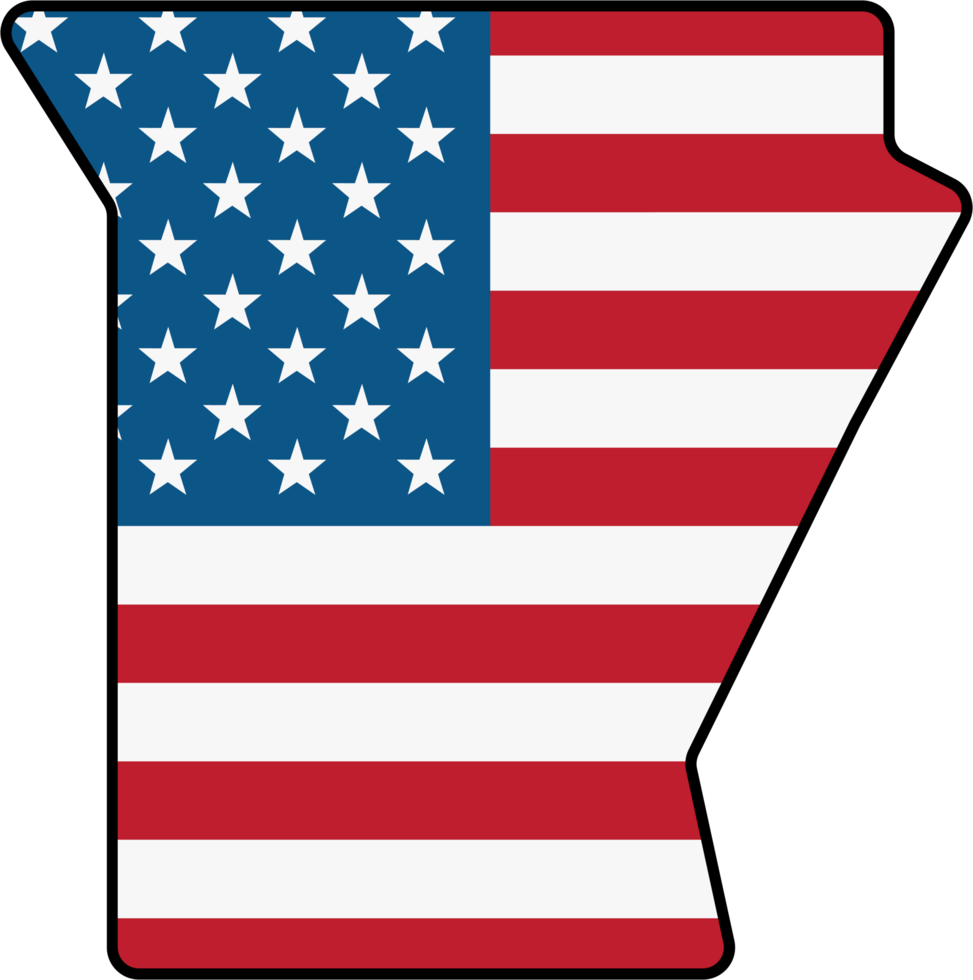 outline drawing of arkansas state map on usa flag. png