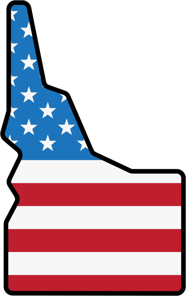 outline drawing of idaho state map on usa flag. png