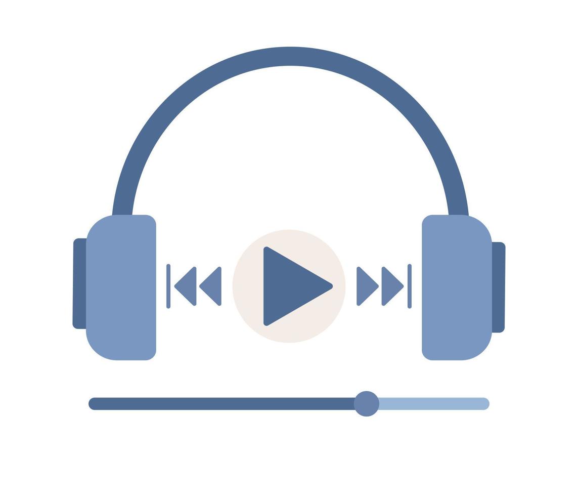podcast icono. auriculares y medios de comunicación jugador. podcast grabación y escuchando, radiodifusión, en línea radio, audio transmisión, música. vector plano ilustración