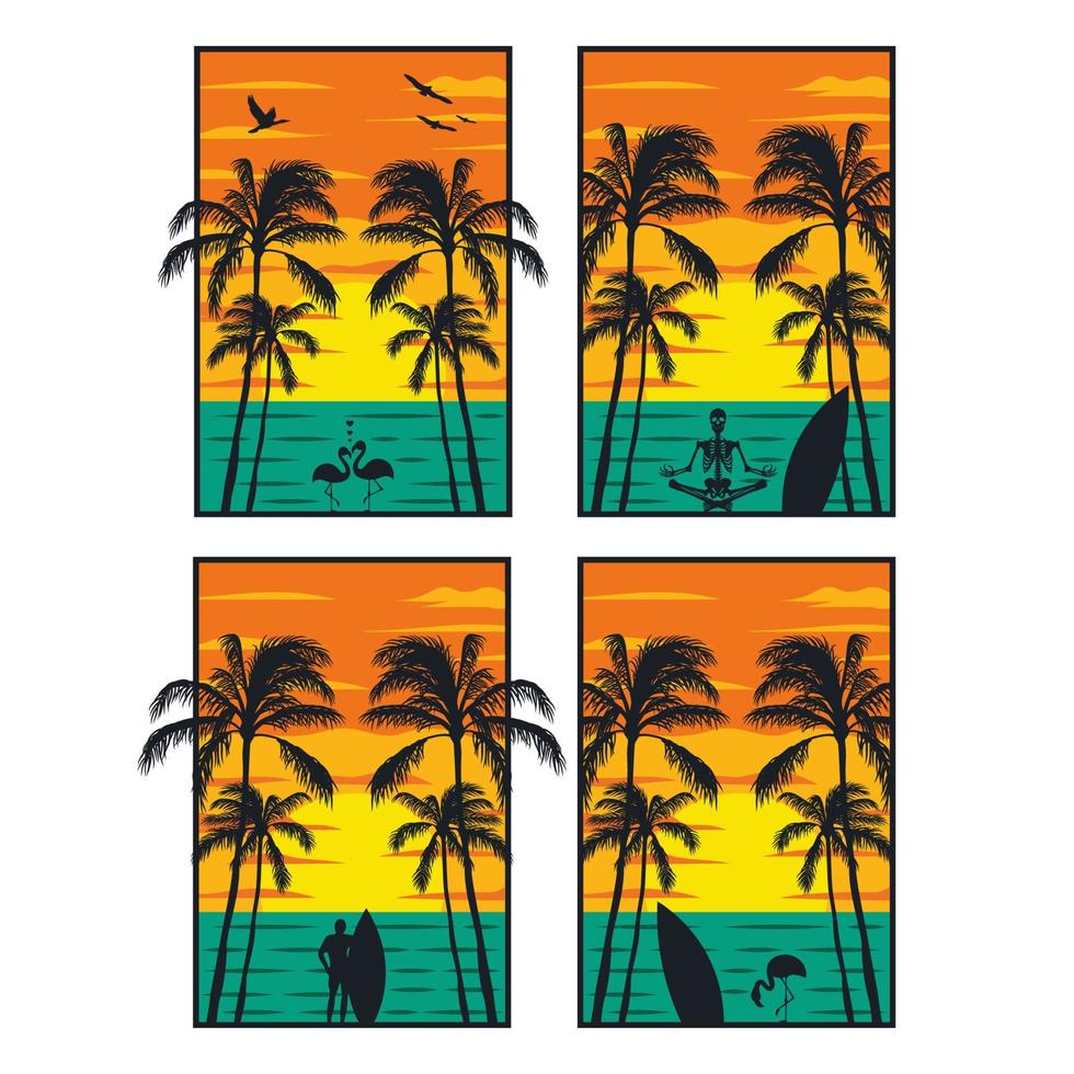 Summer time on the beach artwork design collection 22130451 Vector Art