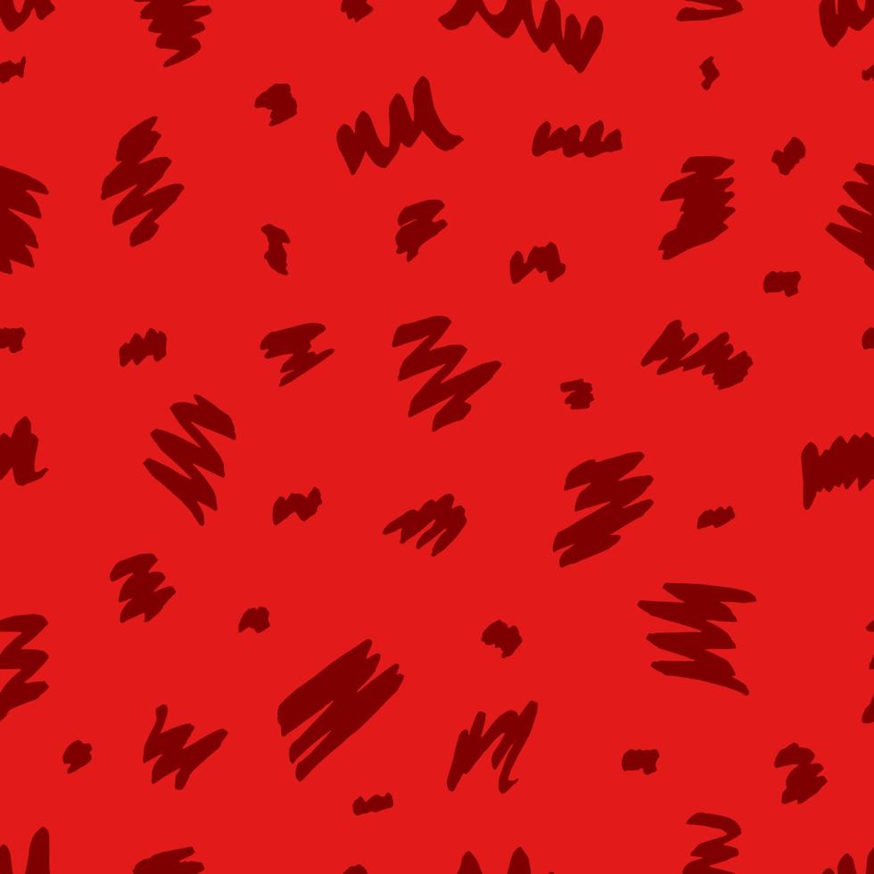 Fun red line doodle seamless pattern. vector