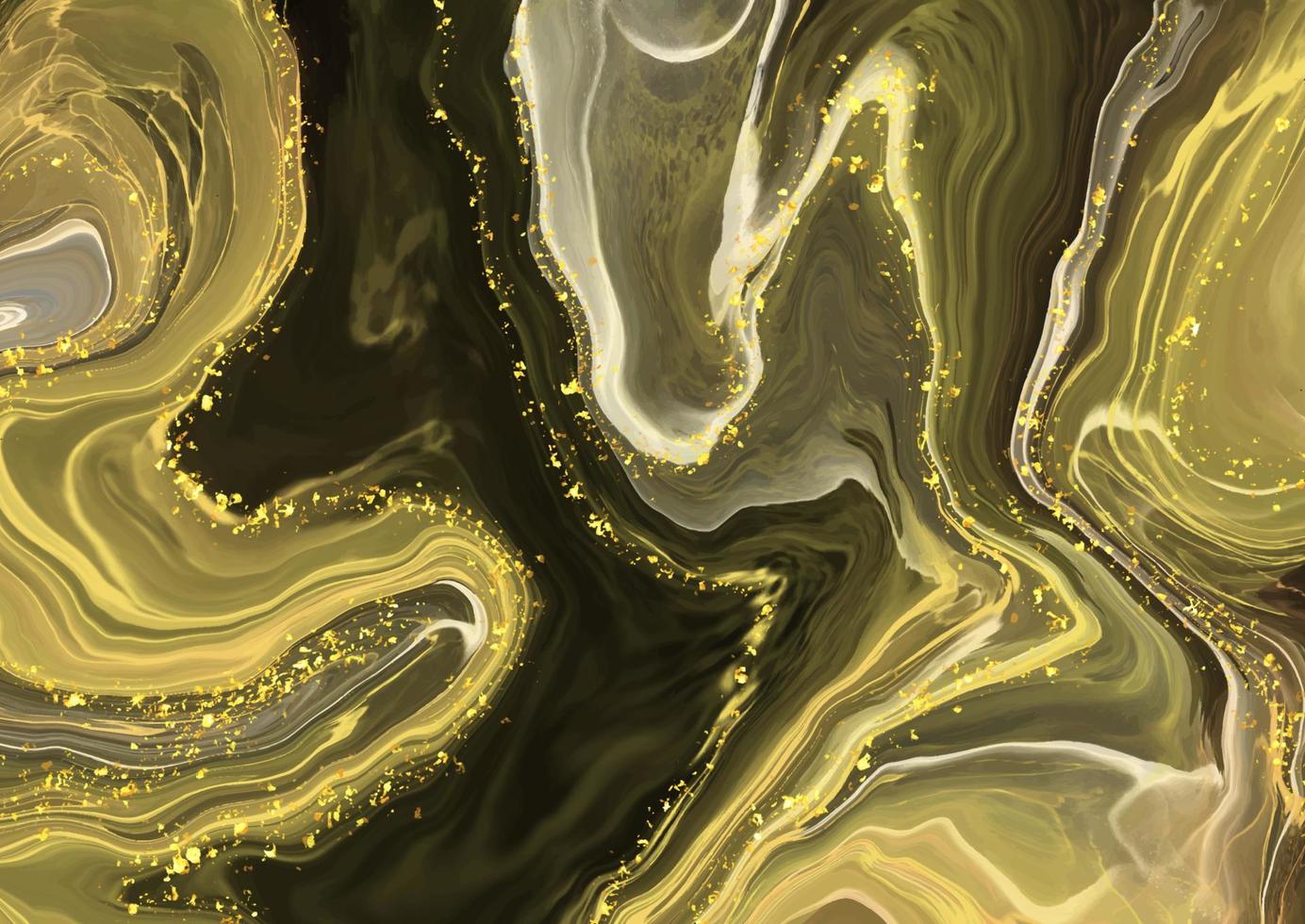 Abstract background with a liquid marble design and gold glitter elements vector