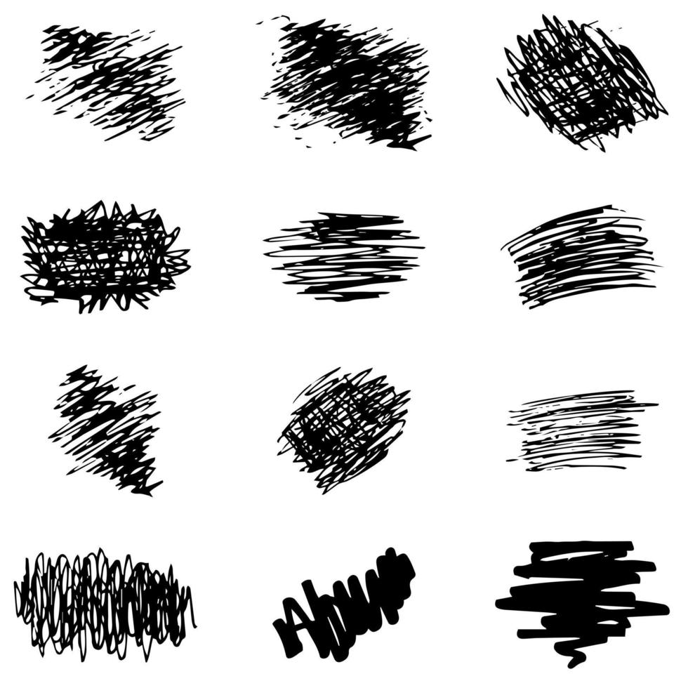 Vector grunge elements, set of grungy hand drawn scribblesh.