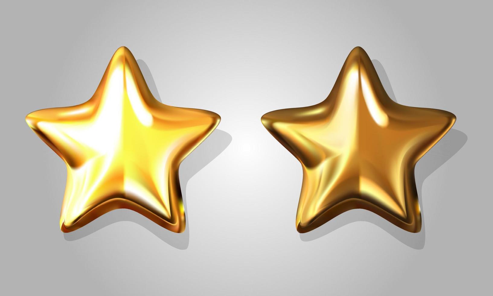 Golden stars set isolated gray background with gradient mesh. vector