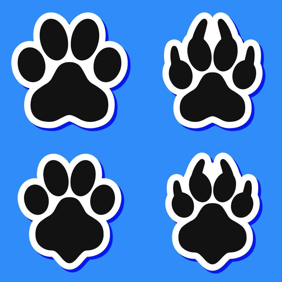 Animal footprint, pet paws set. vector