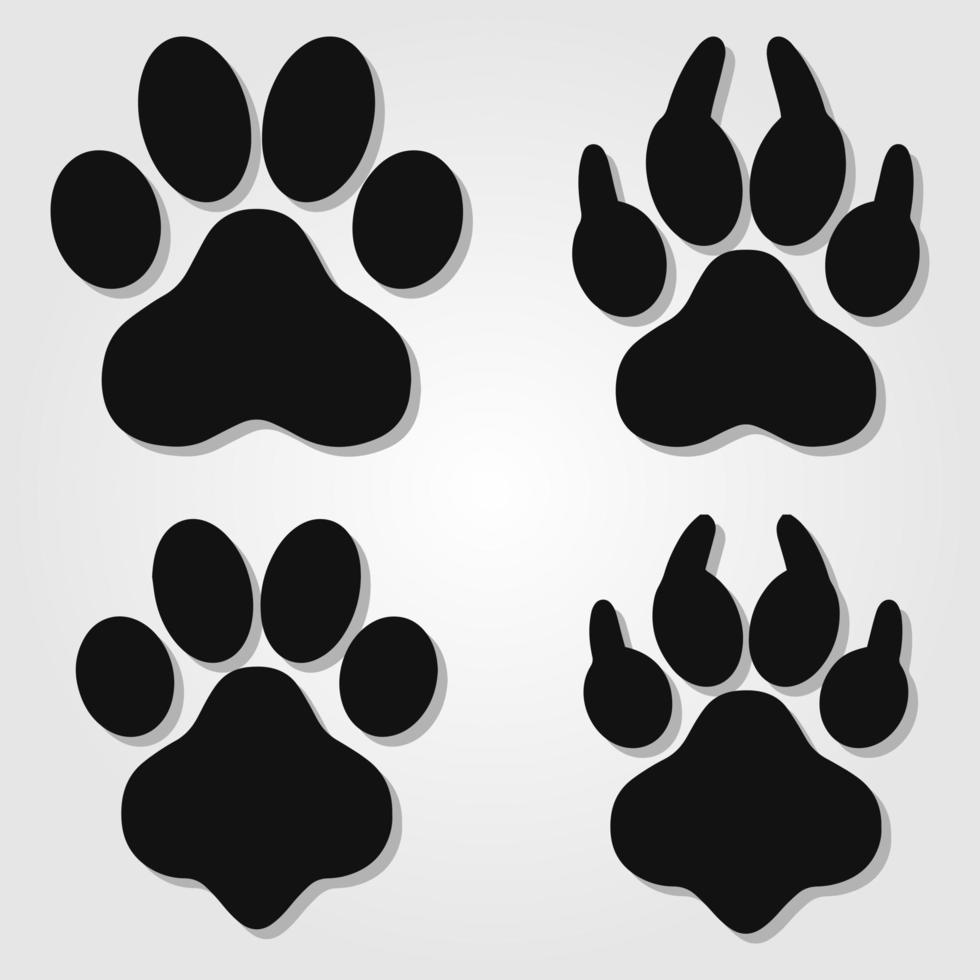 Different footprints of big cats set. vector