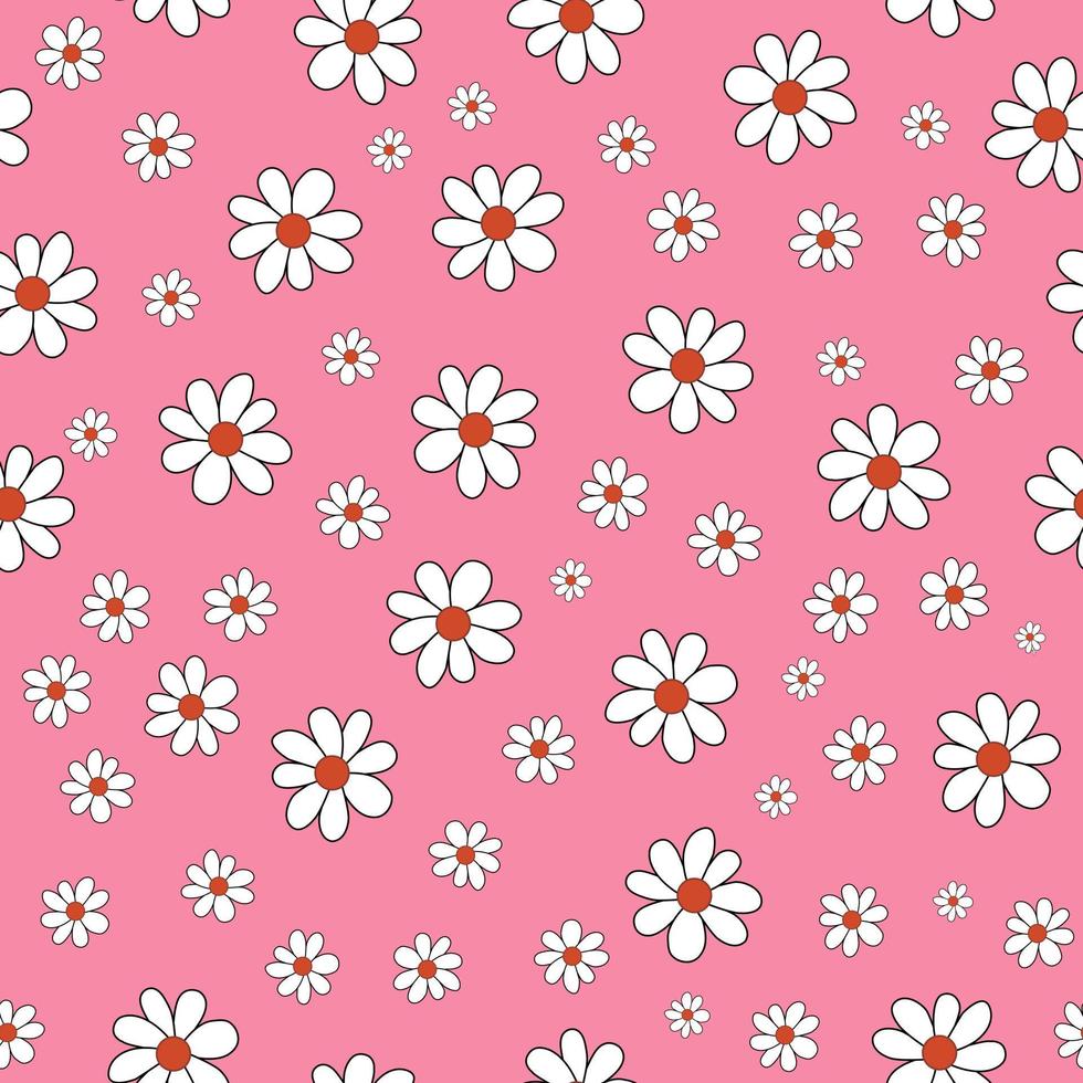 Floral pattern flowers on light pink background. vector