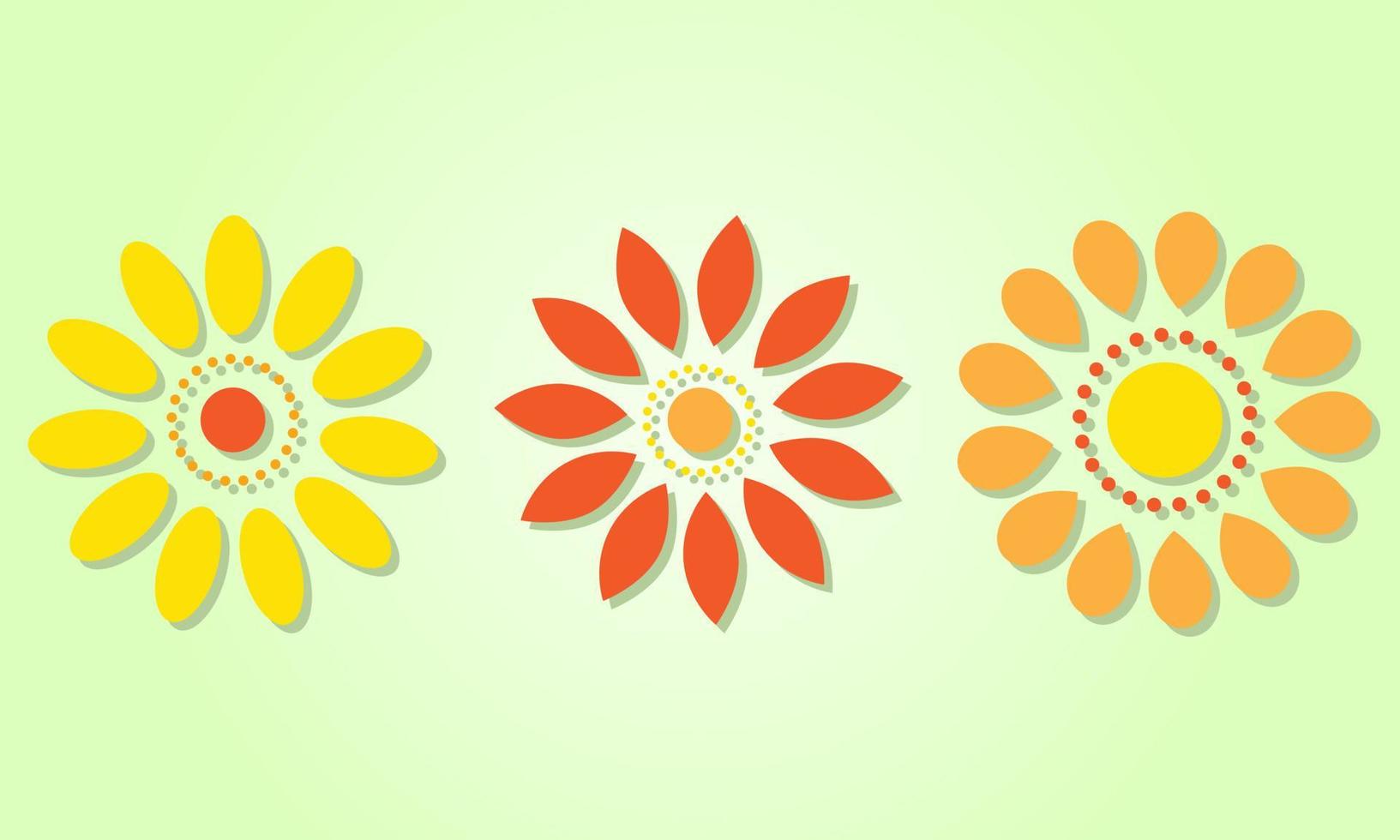 Vector set of nature themed, collection of flowers.