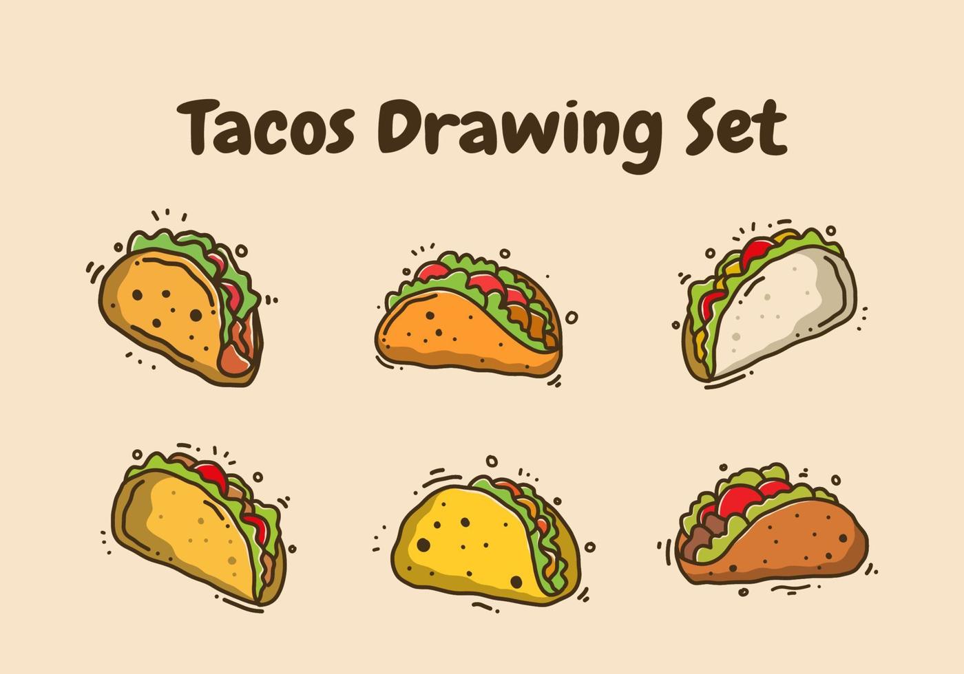 Hand drawing design of mexican food tacos vector
