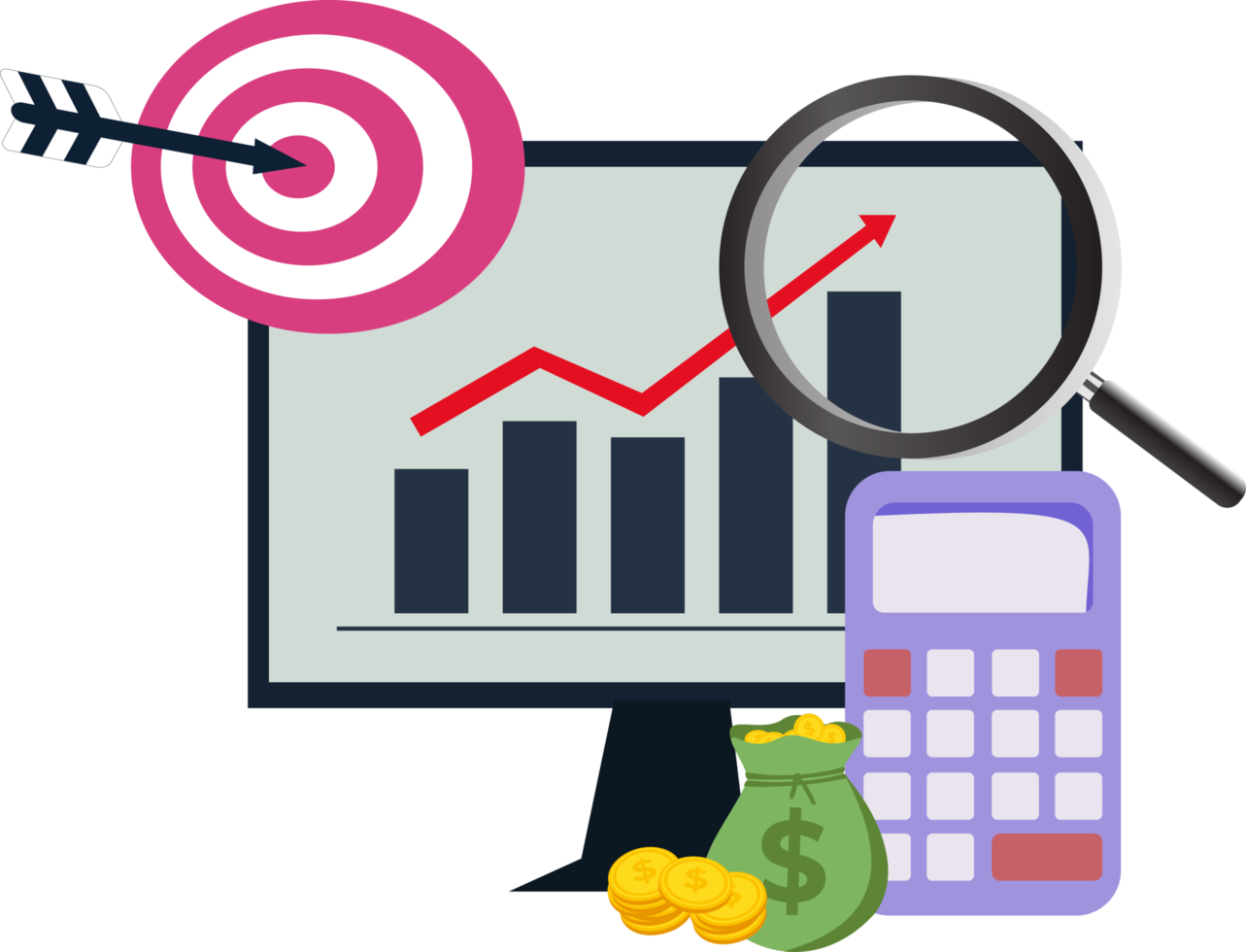 business growth concept or business investment money growth icon png